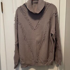Willow Frayed Taupe Cowl Neck Sweater Size M but will definitely fit L Cute